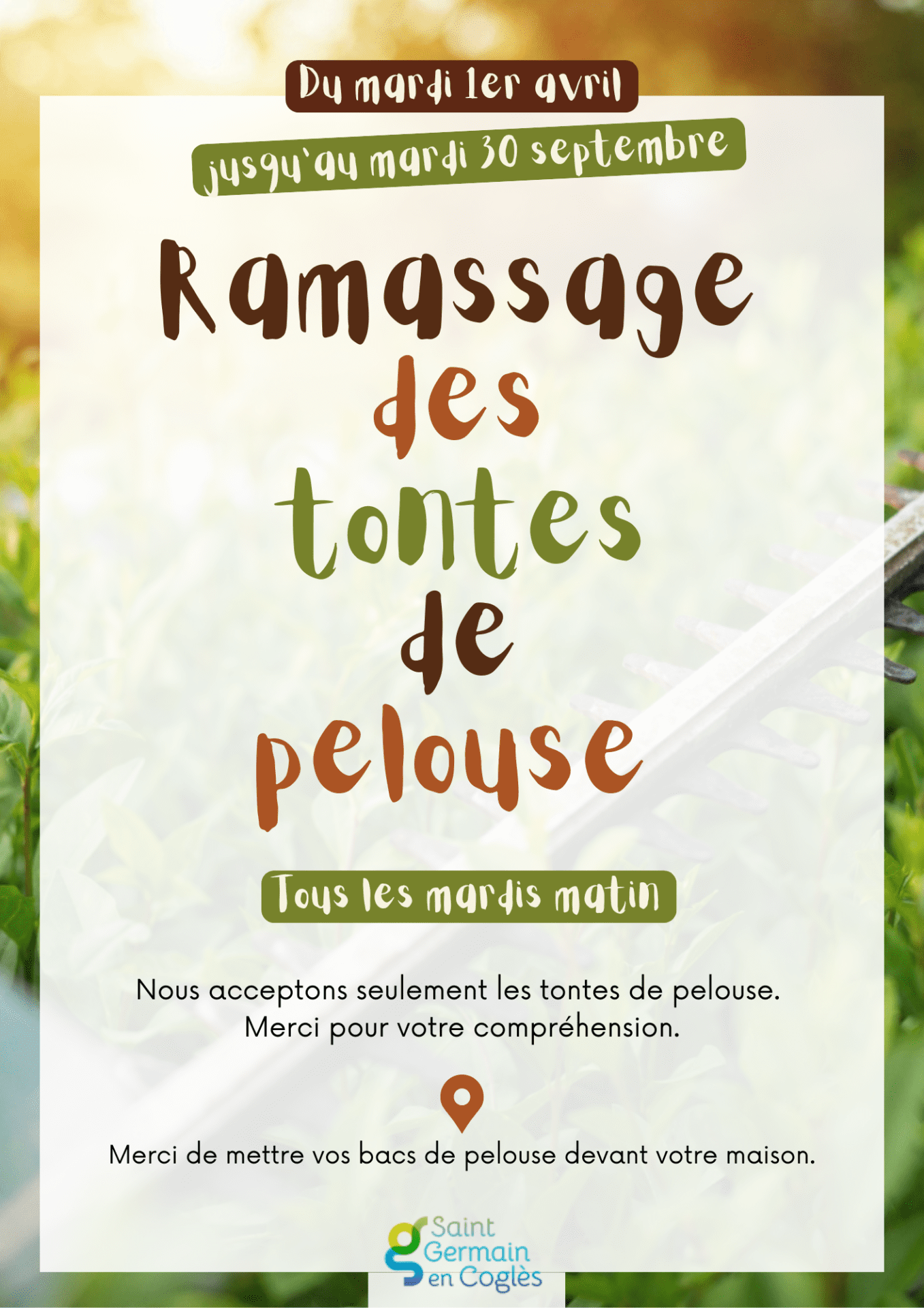 Ramassage des tontes de pelouse